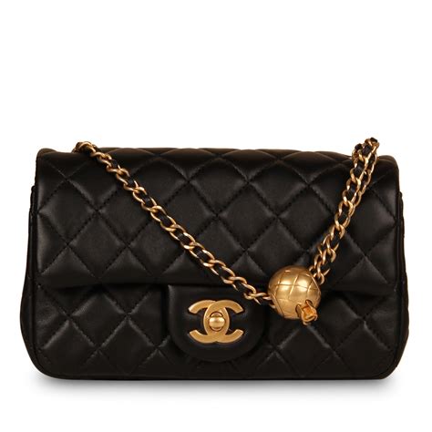 chanel mini pearl crush black|chanel mini flap bag size.